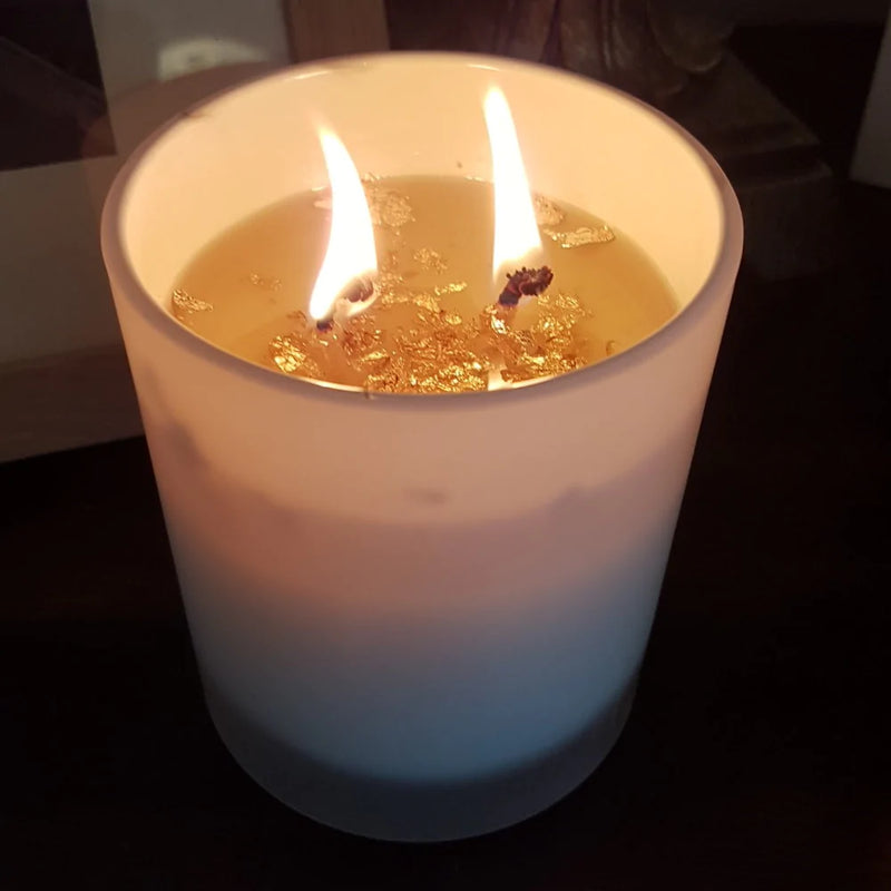 Rosy Gold Double Scented Candles Large Frosted Gloss - Vanilla Bean