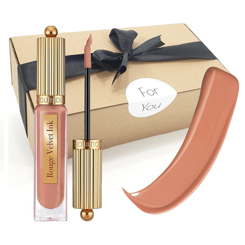 Gift Box - Bourjois Rouge Velvet Ink Lip Colour 01 Beige De Jour Pink Nude - Makeup Warehouse 