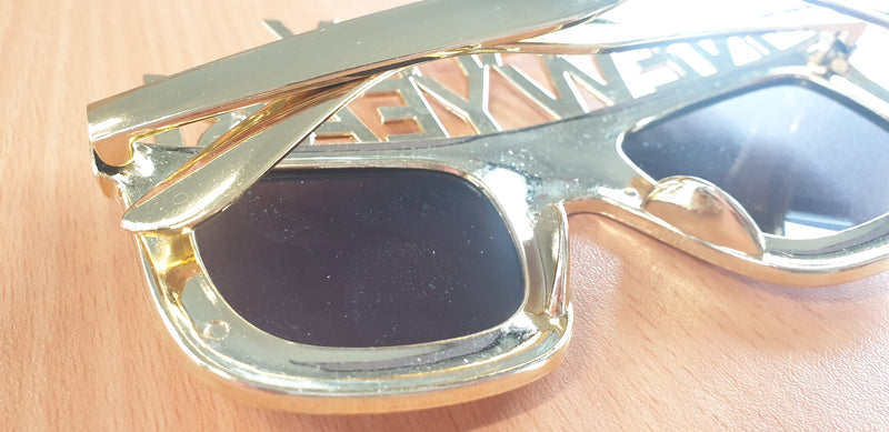GOLD Happy New Year Diamante Party Sunglasses