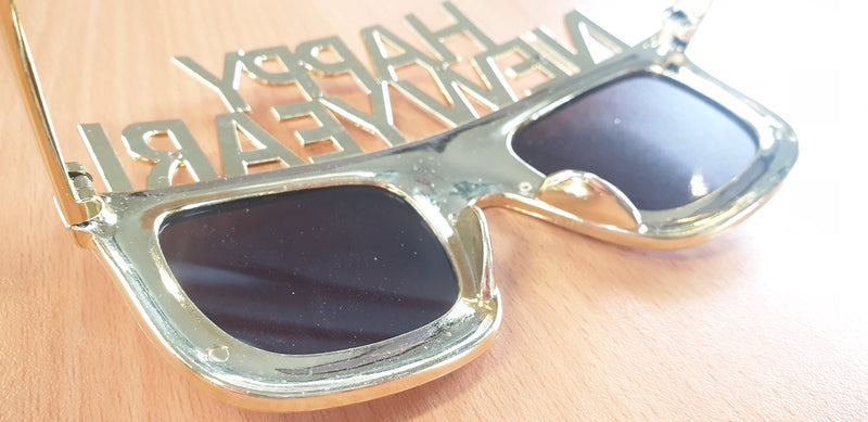 GOLD Happy New Year Diamante Party Sunglasses