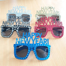 BLUE Happy New Year Diamante Party Sunglasses