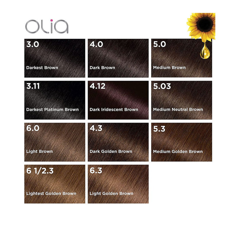 Buy Garnier Olia Bold Permanent Hair Colour 3.0 Darkest Brown - Makeup Warehouse Australia