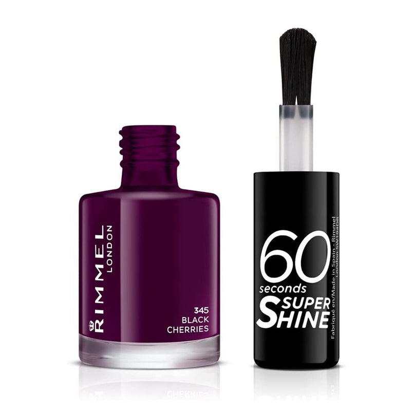 Buy Rimmel 60 Seconds Super Shine Nail Polish 345 Black Cherries - Makeup Warehouse Australia 