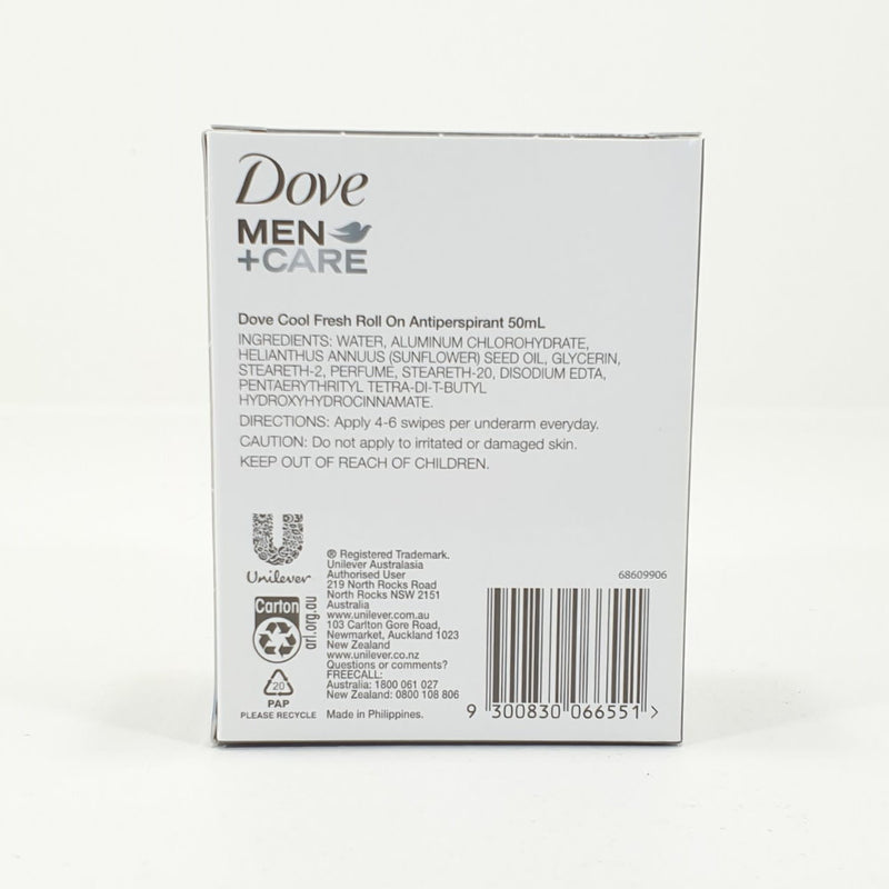 3x TWIN PACK Dove Men Care Antiperspirant Roll On Deodorant 48h Cool Fresh 50ml