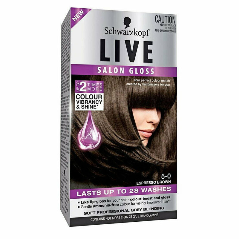 Schwarzkopf Live Salon Gloss Hair Colour 5-0 Espresso Brown - Makeup Warehouse Australia