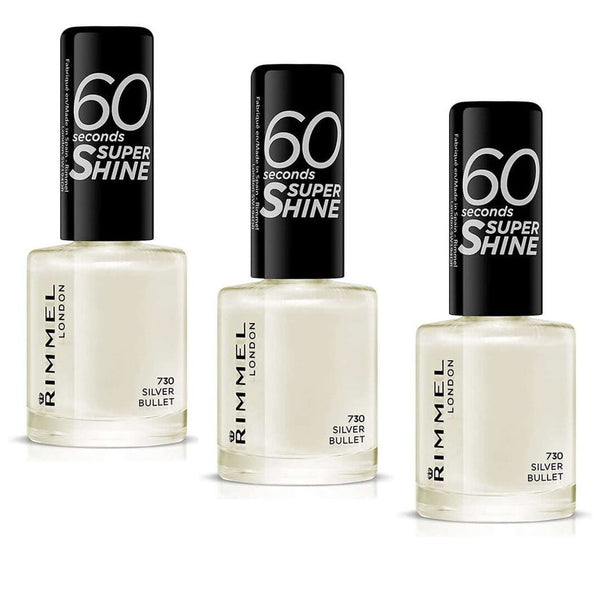 Buy Rimmel 60 Seconds Super Shine Nail Polish 730 Silver Bullet - Makeup Warehouse Australia 