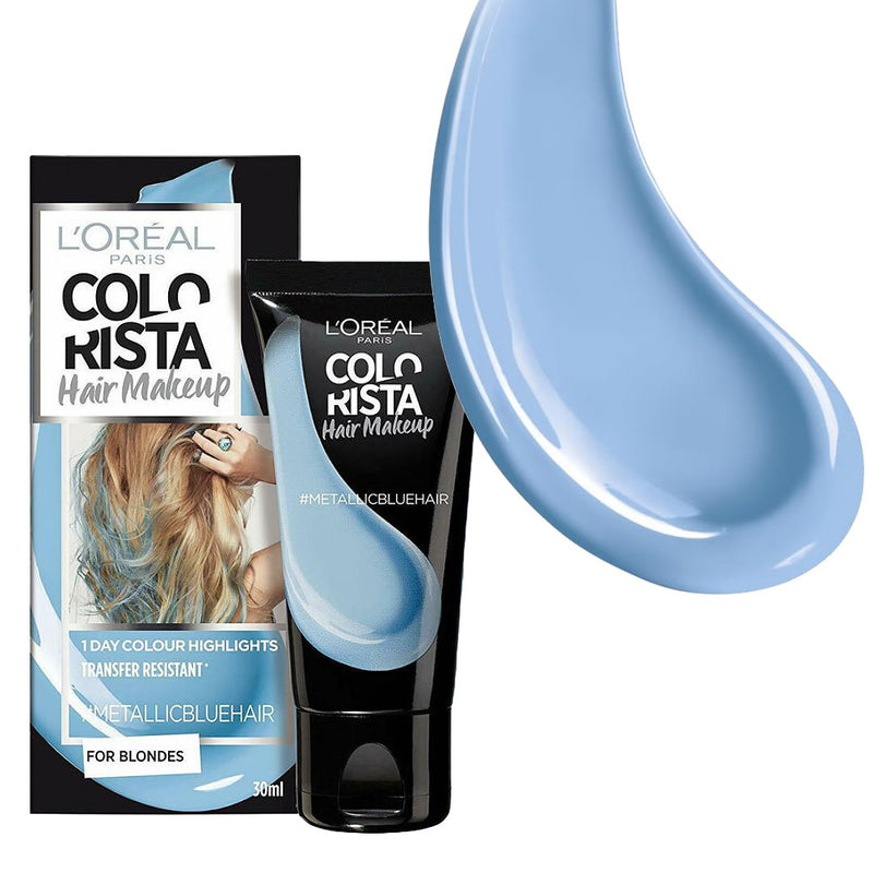 3x LOreal Colorista Hair Makeup 1-Day Colour Metallic Blue Hair