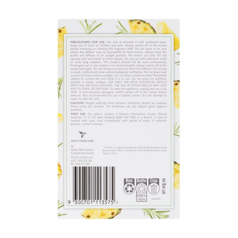 Botanica By Air Wick Liquid Electric Prime Fresh Pineapple and Tunisian Rosemary 19mL