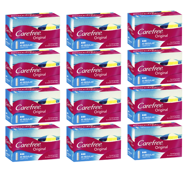 Buy 12 x Carefree Original Tampons Regular 40 pack - Makeup Warehouse Australia