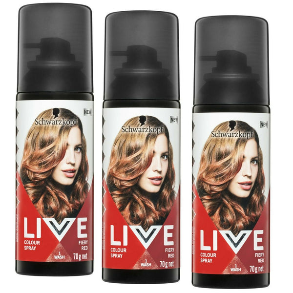Buy Now Schwarzkopf LIVE Colour Spray 1 Wash Fiery Red - Makeup Warehouse Australia