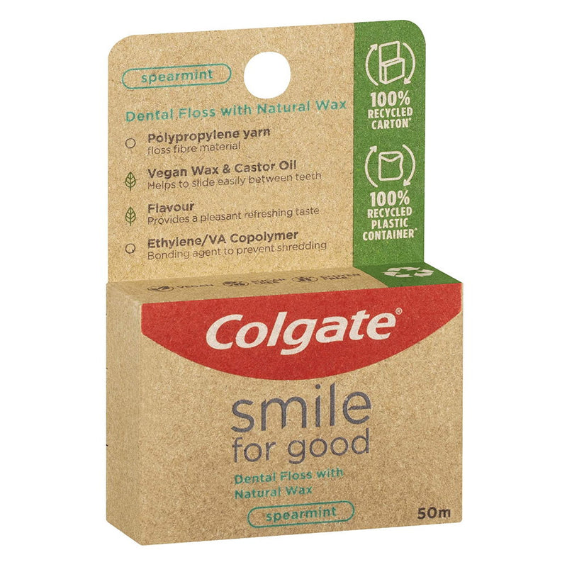 3x Colgate Smile for Good Dental Floss 50m Spearmint Tooth Floss