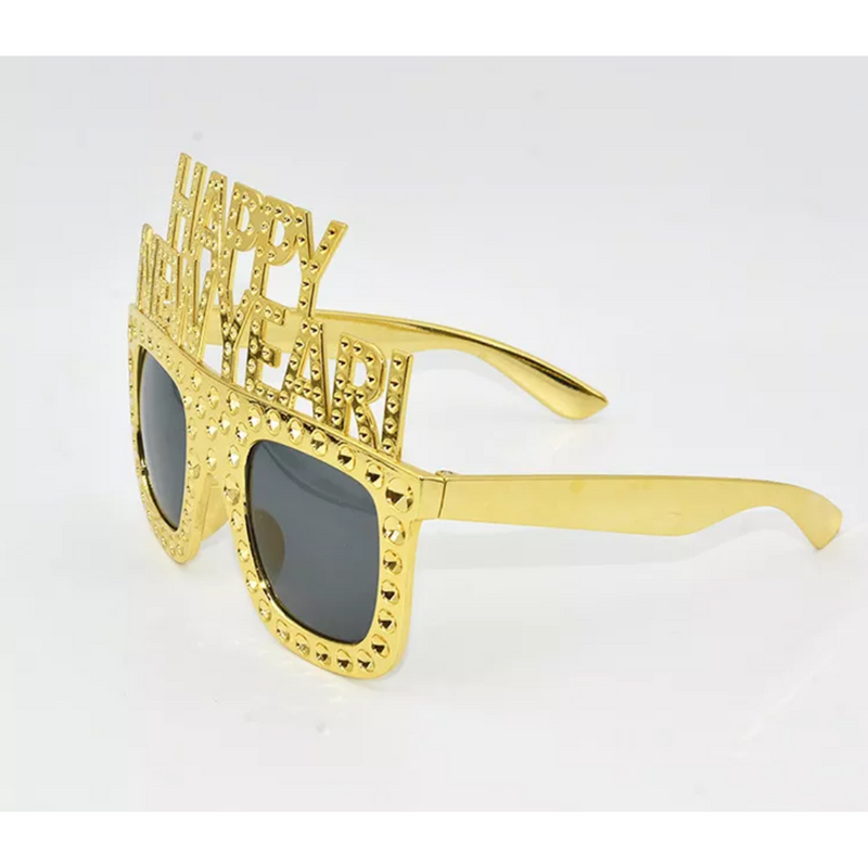GOLD Happy New Year Diamante Party Sunglasses