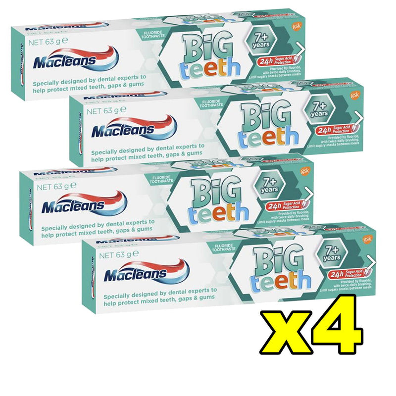4pk Macleans Toothpaste Kids Big Teeth for Children 7+ Years Old Mint - Makeup Warehouse Australia 