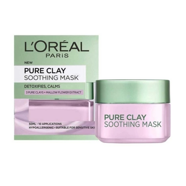 LOreal Pure Clay Soothing Mask Hypoallergenic Face & Lips 50ml
