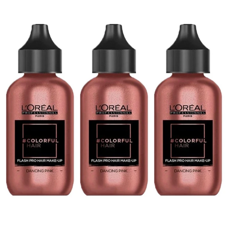 Buy 3 pack L'Oreal Colorful Hair Flash Pro Hair Make Up 60mL Dancing Pink - Makeup Warehouse 