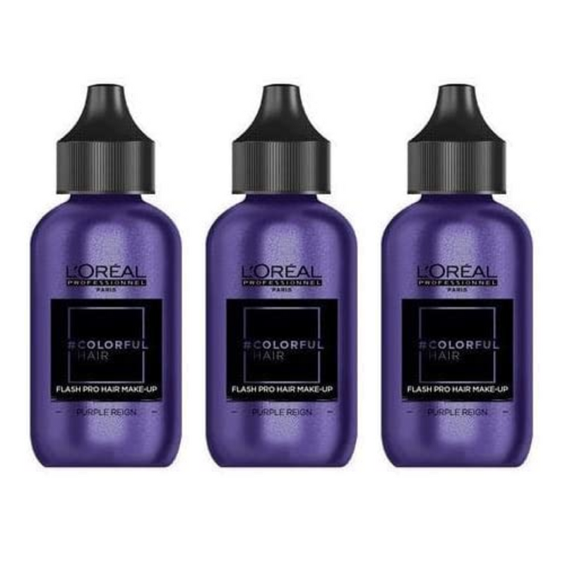Buy 3 x LOreal Colorful Hair Flash Pro Hair Make Up 60mL Purple Reign - Makeup Warehouse 