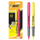 BIC Brite Liner Grip Fluorescent Highlighter 2pc Pink / Yellow