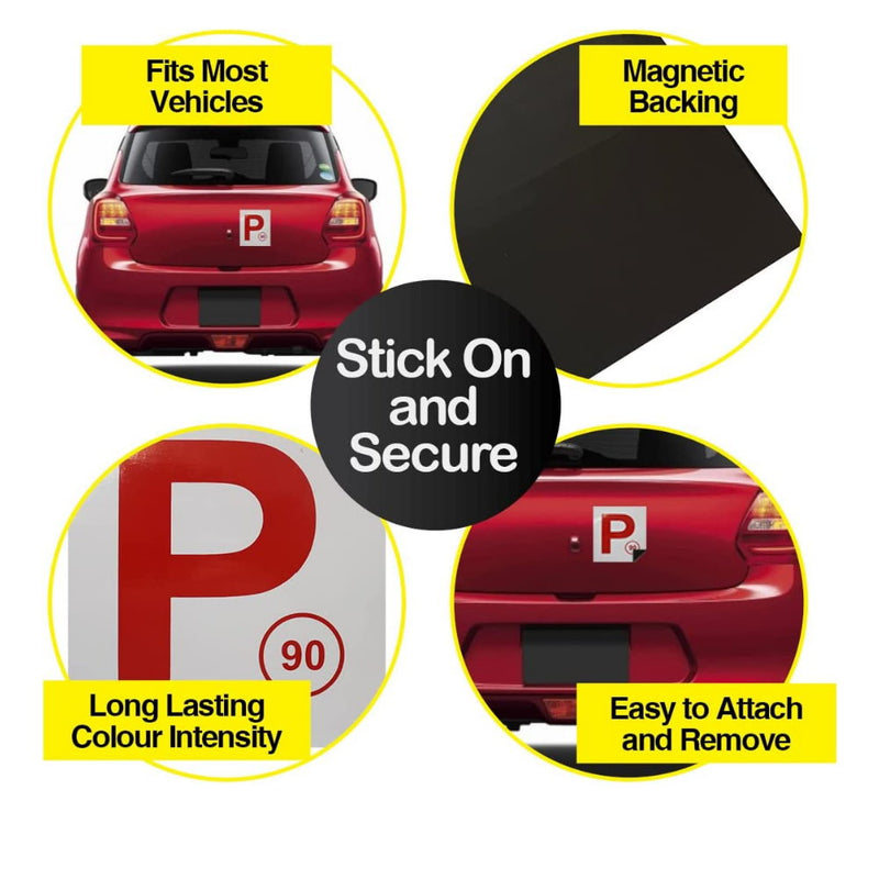 Buy Now 2pk Magnetic Car Plates Red P Plate - Makeup Warehouse Australia 