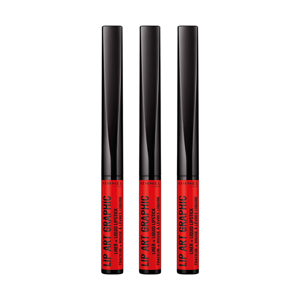 3x Rimmel Lip Art Graphic Liner + Liquid Lipstick 860 Go Hard