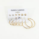 Rosy Lane 9 Pairs Assorted Stud and Hoop Earrings - Gold