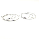 Rosy Lane Round Tri Geometric Hoops Earrings - Silver