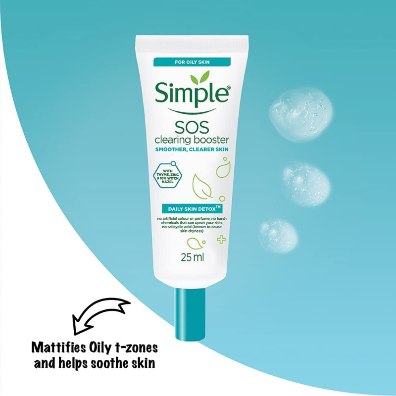 3x Simple Daily Skin Detox SOS Clearing Booster Long Lasting Shine & Blemish Control 25mL