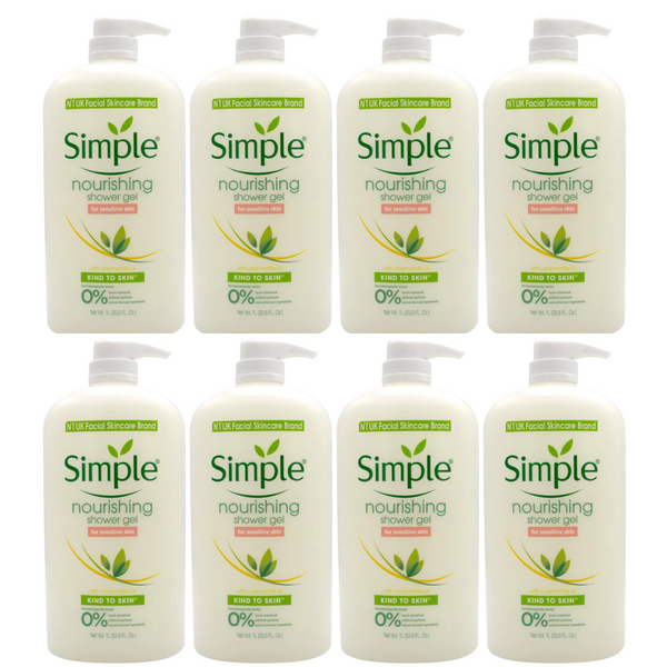 8x Simple Nourishing Shower Gel for Sensitive Skin with Chamomile Oil 1L