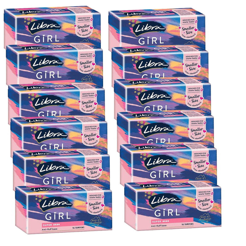 Box of 12 - Libra Girl Super Tampons 16pk - Makeup Warehouse Australia 