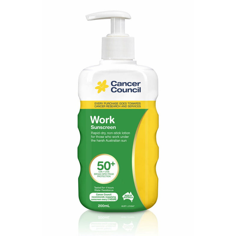 Cancer Council Work Pump Sunscreen SPF 50+ 200mL - Makeup Warehouse Australia