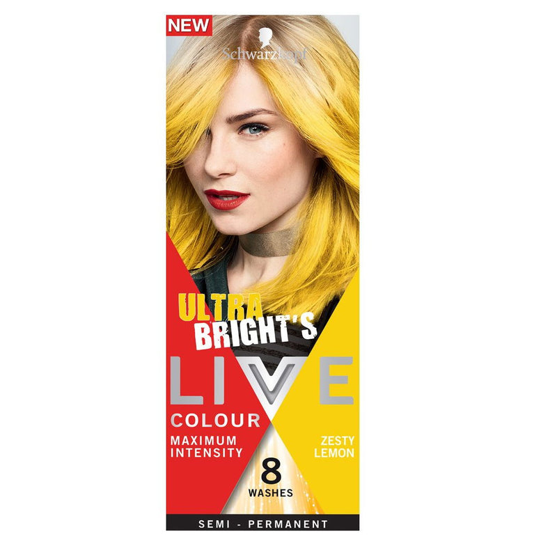 Schwarzkopf Live Colour Ultra Brights Semi-Permanent Hair Colour 8 Washers - Zesty Lemon - Makeup Warehouse Australia