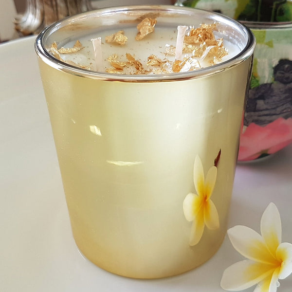 Rosy Gold Double Scented Candles Large Gold Japanese Honeysuckle - Makeup Warehouse Australia 