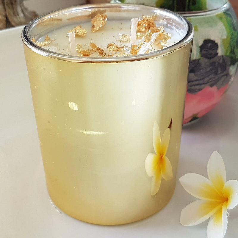 Rosy Gold Double Scented Candles Large Gold - Cherry Blossom