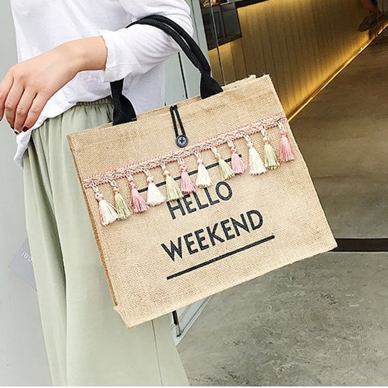 Rosy Lane Weekend / Day Bag - Hello Weekend Hand Bag, Tan