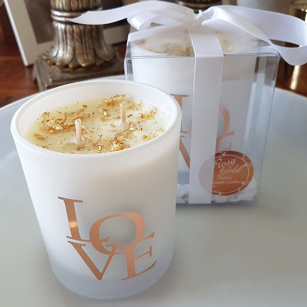 Rosy Gold Double Scented Candles Large Frosted Satin Love Pina Colada - Makeup Warehouse Australia 