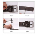 OSKA Men’s Belt Genuine Cowhide Leather Pin Buckle Black / Gift Box