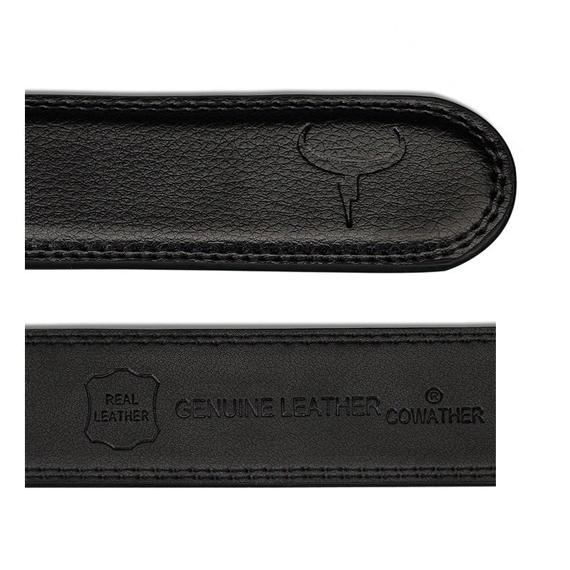 OSKA Men’s Belt Cow Genuine Leather Automatic Ratchet Buckle Black - Gift Box