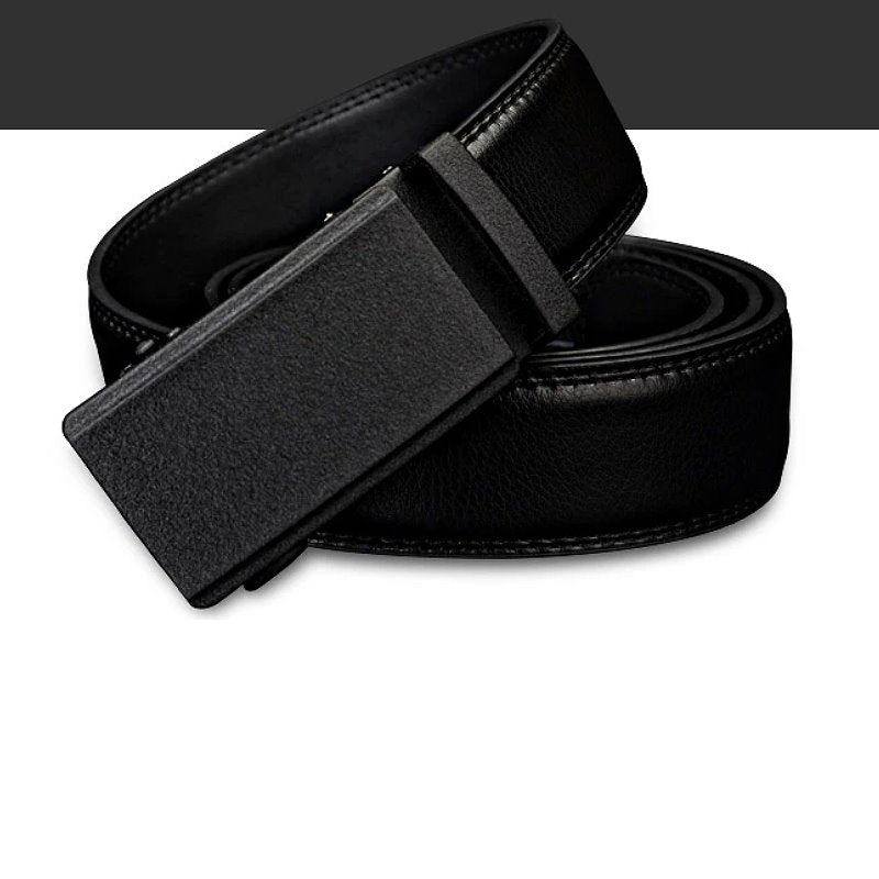 OSKA Men’s Belt Cow Genuine Leather Automatic Ratchet Buckle Black - Gift Box - Makeup Warehouse Australia 