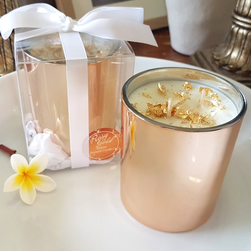 Rosy Gold Double Scented Candles Large Rose Gold - Brown Sugar & Vanilla