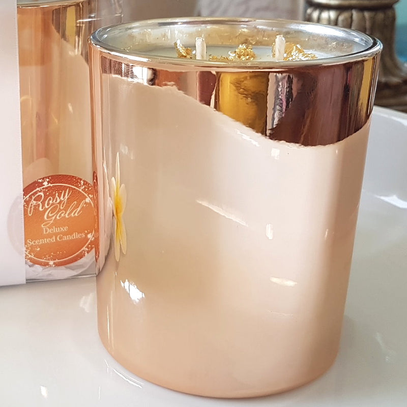 Rosy Gold Double Scented Candles Large Rose Gold - Coconut, Pineapple & Vanilla
